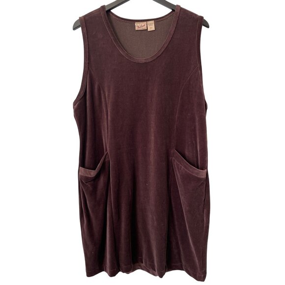 Vintage Woolrich Velour Mini Dress Sz Large Sleeveless Scoop Neck Deadstock NEW - Picture 1 of 6